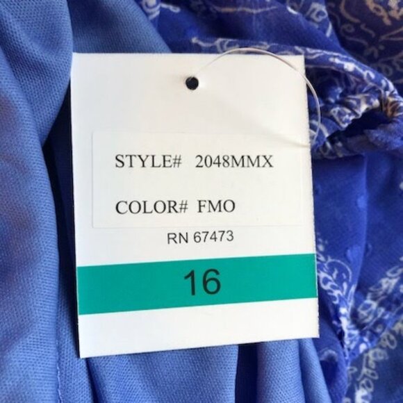 NWT JUST TAYLOR Forget Me Not Paisley Midi Dress Cobalt Chiffon 16 - Picture 8 of 8